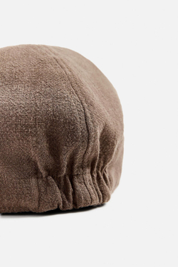 ZARA КЕПКА В АНГЛИЙСКОМ СТИЛЕ ИЗ ХЛОПКА И РАМИ, КОРИЧНЕВЫЙ