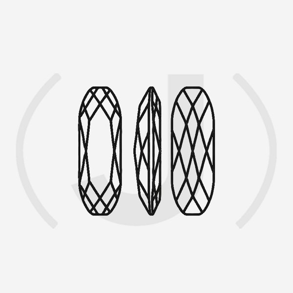 Кристалл Длинный Овал (Long Classical Oval), оттенок "Падпараджа"/"Padparadsha", 21*7мм