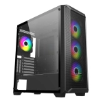 Компьютерный корпус FSP CMT591A, Без БП, 2xUSB3.0, 4xFAN120 ARGB, Tempered Glass, Black, E-ATX