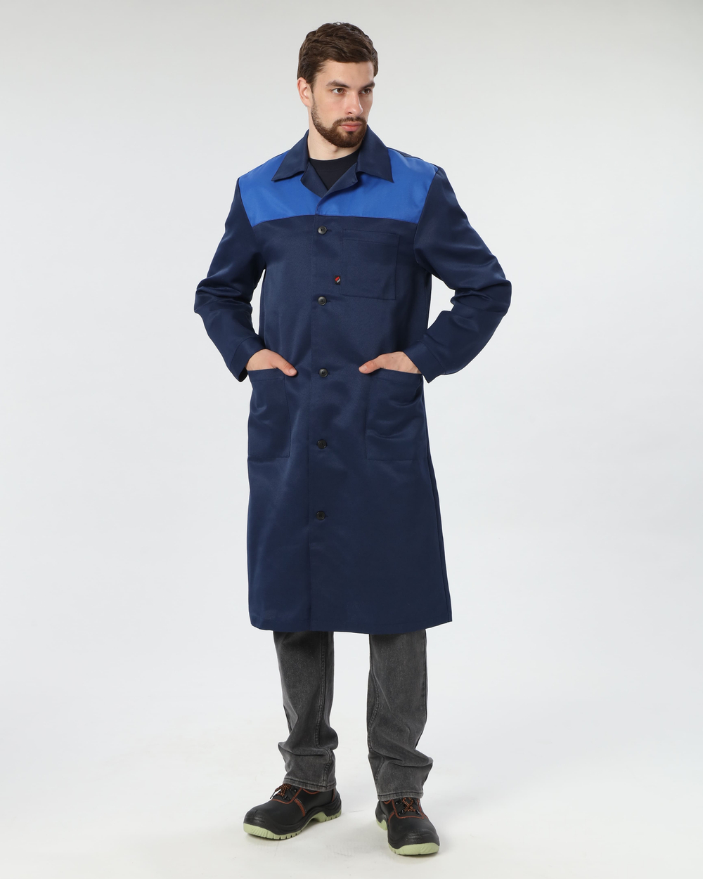 Халат Лигор (тк.Смесовая,210), т.синий/васильковый