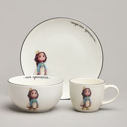 НАБОР ПОСУДЫ LEFARD ПРИНЦЕССА, 3 ПР.: САЛАТНИК 470МЛ, ТАРЕЛКА 20СМ, КРУЖКА 220МЛ