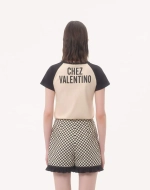 Футболка Valentino с принтом Chez Valentino и контрастными рукавами