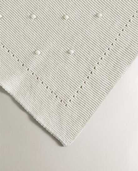 ZARA HOME ДЕТСКИЙ ВЯЗАНЫЙ ПЛЕД, ЭКРЮ