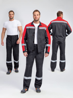 Костюм Бриготек-1 СОП (тк.Смесовая,260) брюки, т.серый/красный