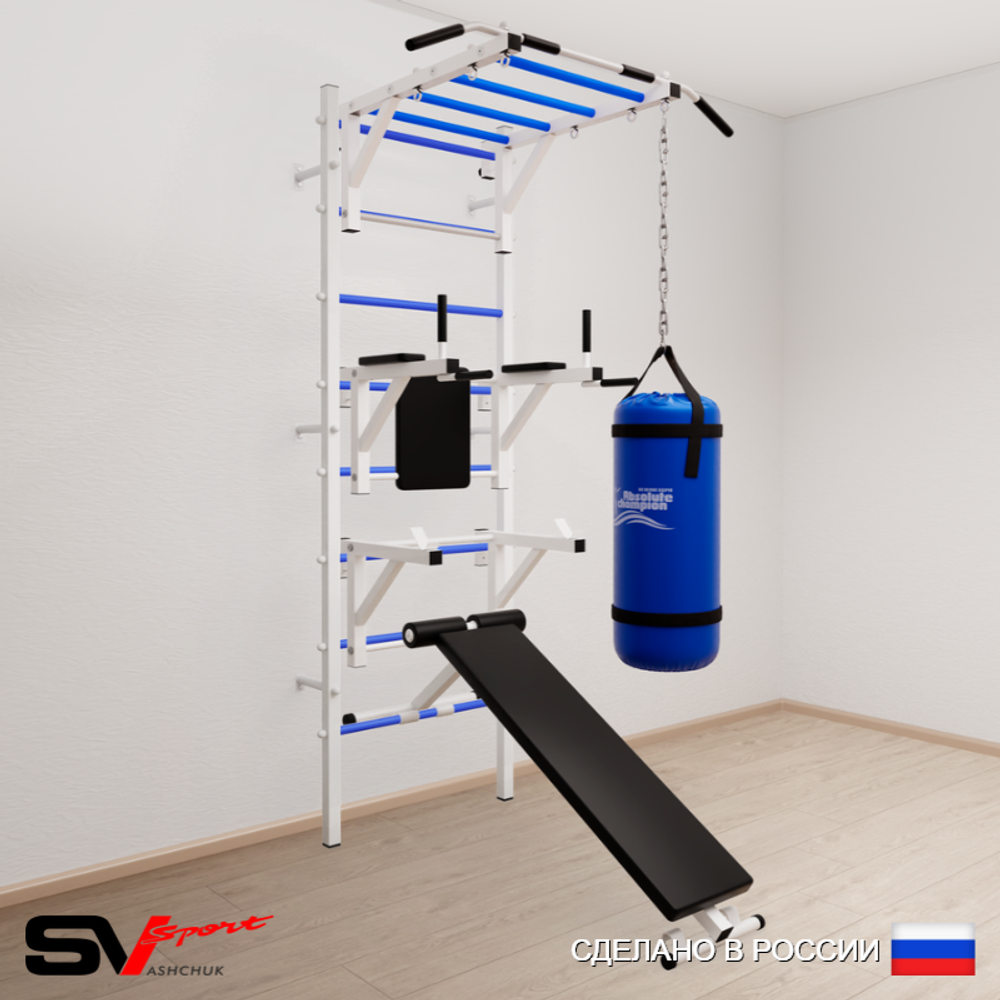 Шведская стенка Sv Sport 5261 (Турник рукоход/Брусья/Стойка/Скамья/Цепь/Мешок 15кг)