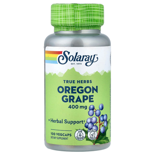Solaray, True Herbs, орегонский виноград, 400 мг, 100 вегетарианских капсул