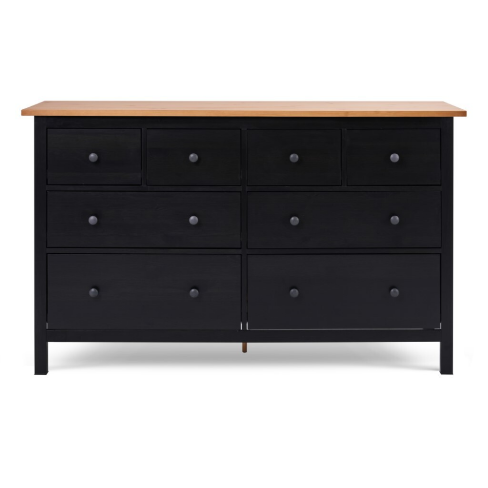 Комод с 8 ящиками деревянный, Хемнэс Hemnes/ Кымор, 160х50х96 см,черный/светло-коричневый