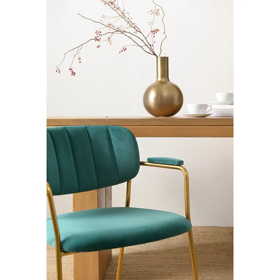 Стул Eirill Arms зеленый велюр с золотыми ножками