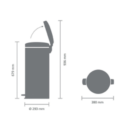 Ведро для мусора Brabantia NewIcon с металлическим внутреннем ведром стальное матовое 30л схема