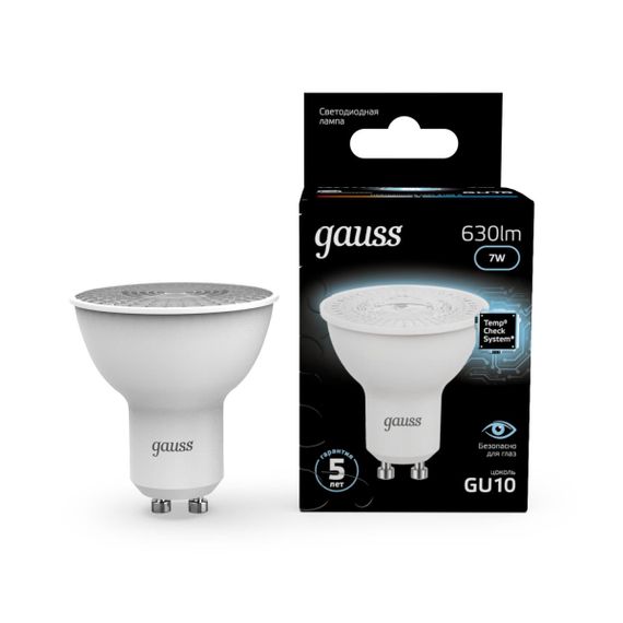 Лампа светодиодная Gauss GU10 7W 4100K матовая 101506207