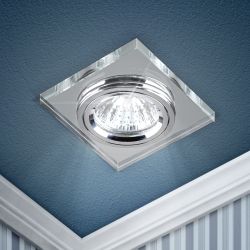 DK8 CH/WH Светильник ЭРА декор стекло квадрат MR16,12V/220V, 50W, хром/зеркальный | Декоративные встраиваемые светильники