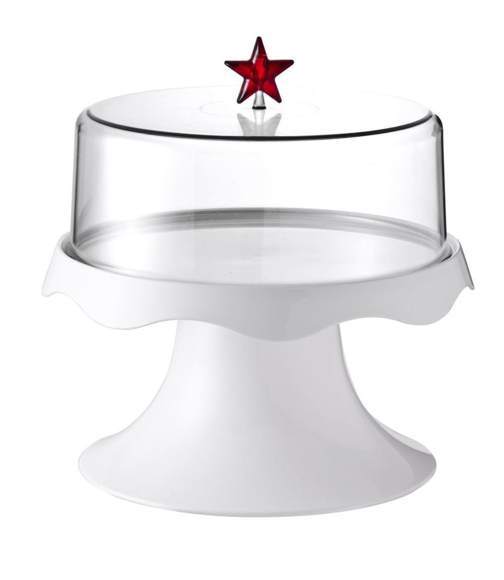 Тортовница на ножке подарочная Merry Tray средняя белая Qualy