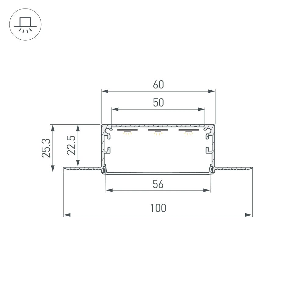 Профиль LINIA60-FANTOM-3000 ANOD (Arlight, Алюминий) 046410