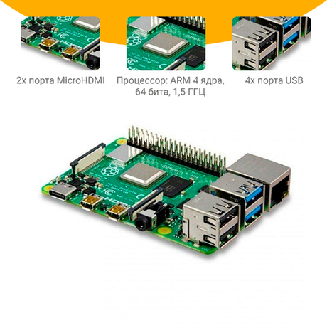 Микрокомпьютер Raspberry Pi 4 Model B, 8GB RAM