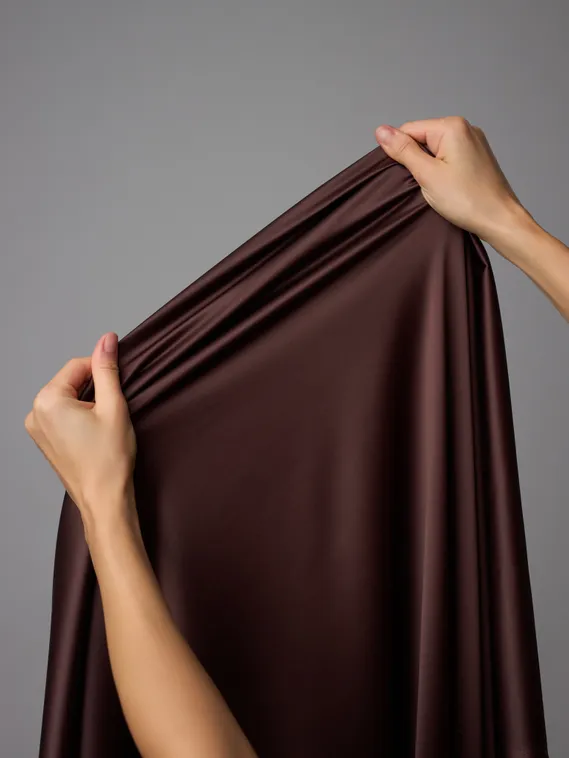 Атлас-стрейч бельевой арт.1007, Китай, шоколад (мерный лоскут)