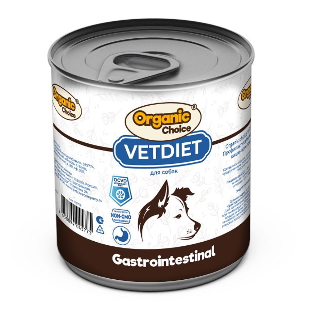 Консервы Organic Сhoice VET Gastrointestinal диета для собак профилактика болезней ЖКТ 340г х 12шт