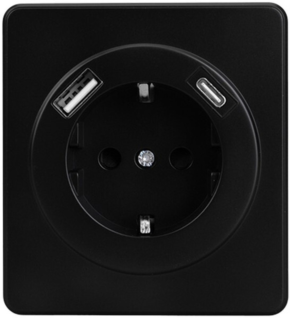 Розетка с заземлением с 2 USB  KRANZ KR-78-0704-3