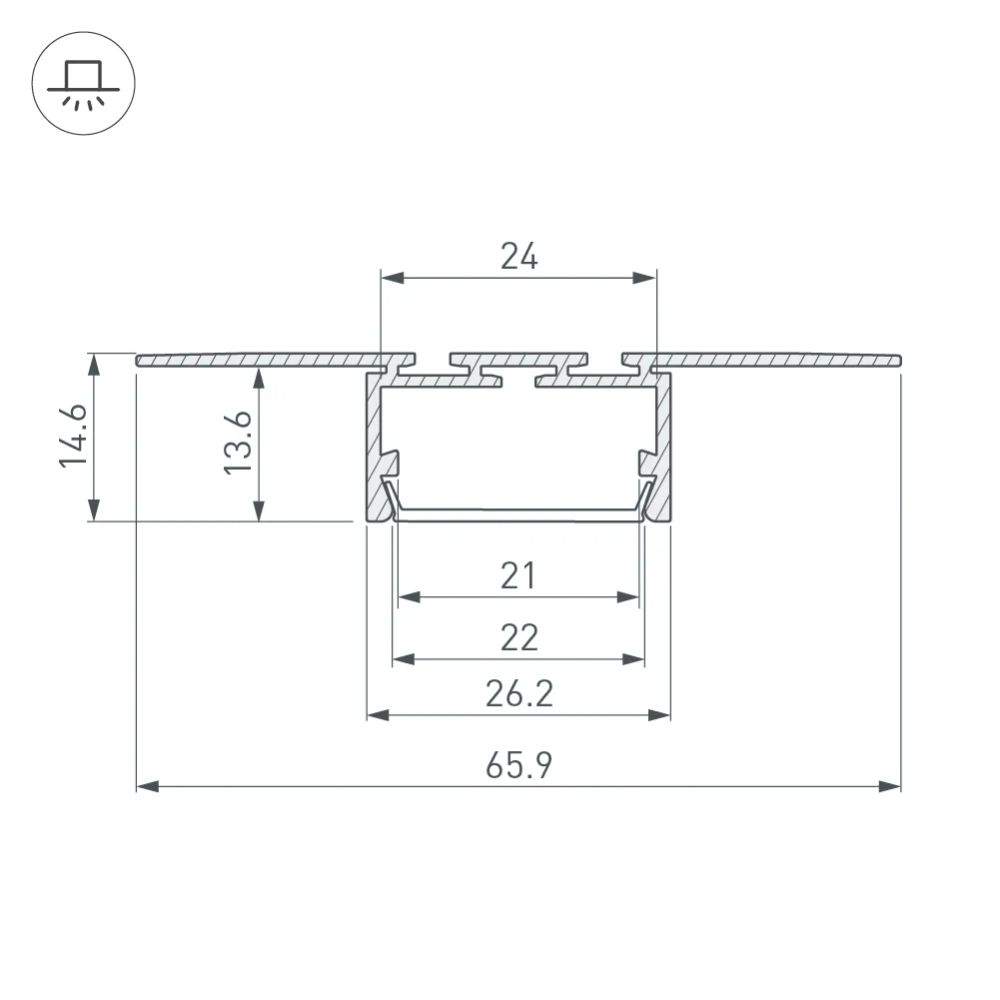 Профиль PLS-LOCK-H15-T-HIDE-2000 (Arlight, Алюминий) 033688