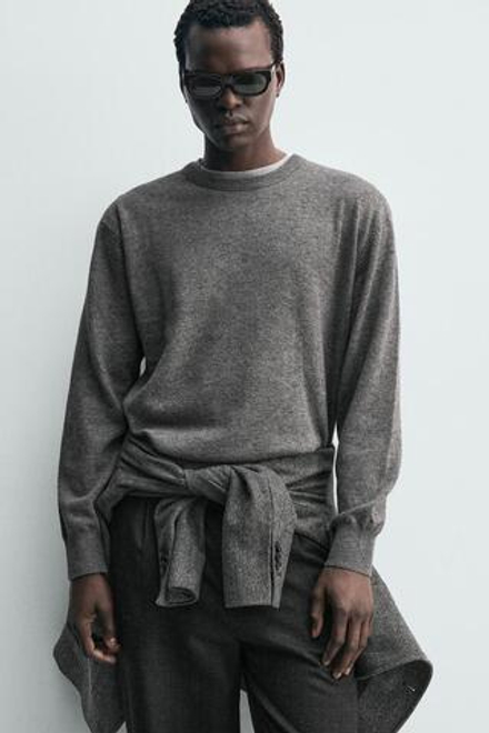 ZARA СВИТЕР ИЗ СМЕСОВОЙ ШЕРСТИ, СЕРЫЙ МЕЛАНЖ