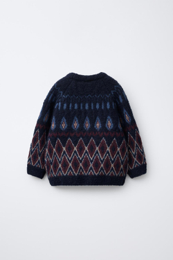 ZARA ЖАККАРДОВЫЙ ДЖЕМПЕР, КОРИЧНЕВО-СИНИЙ