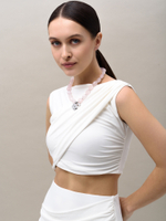 Колье "Crumpled Heart" Розовый кварц Silver