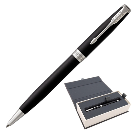 Ручка шариковая PARKER "Sonnet Core Matt Black CT", корпус черный матовый лак, палладиевые детали, черная, 1931524