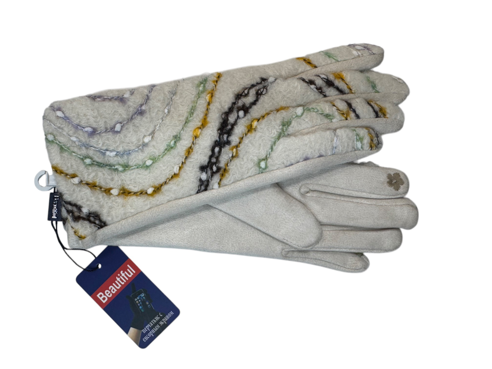 Перчатки. Женские. Материал верха: Шерстяной барашек. Внутри плюш-флис. 12 шт в упаковке, разные цвета.