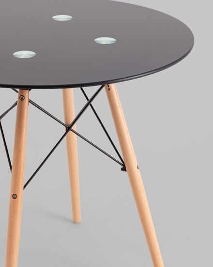 Стол круглый EAMES DSW NEW D=80 стеклянный черный