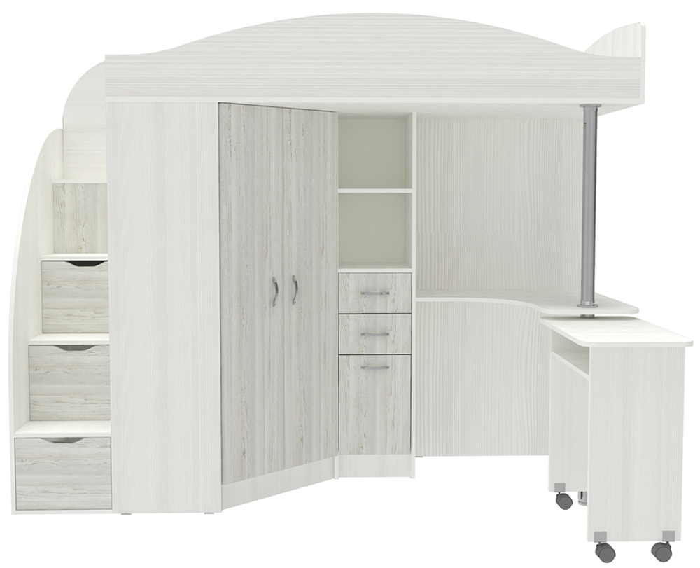 Кровать-чердак КарИВи Юниор 4 Белое Дерево Винтерберг