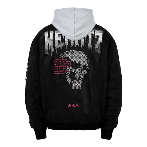 Бомбер Heartz Intruder v1.1 Oversized Embroidered Hooded Черная
