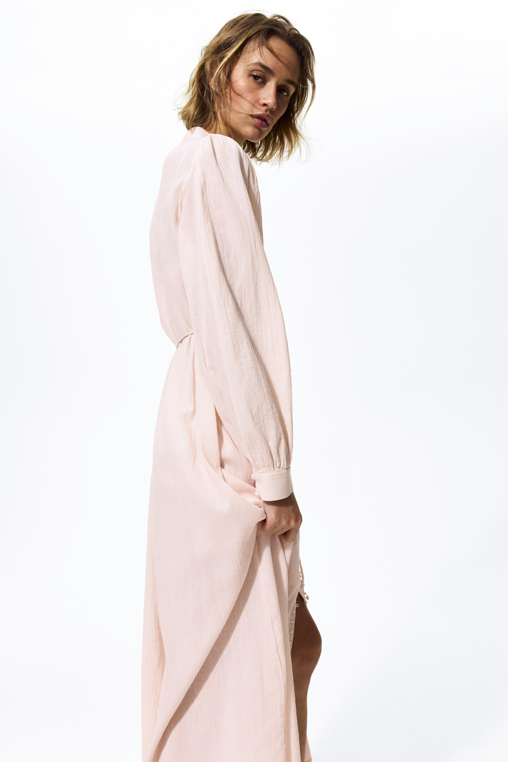 H&M Платье с кружевной отделкой, светло-розовый