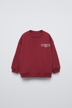 ZARA ТОЛСТОВКА С ВЫШИТОЙ НАДПИСЬЮ, ГРАНАТОВЫЙ