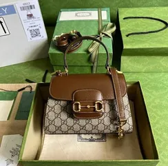 Мини-сумка Gucci Horsebit 1955 коричневый