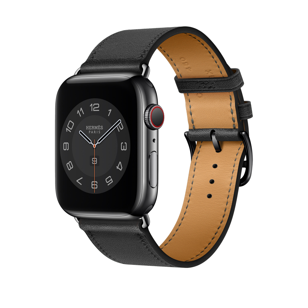 Apple Watch Hermès - 44mm Noir Swift Leather Single Tour