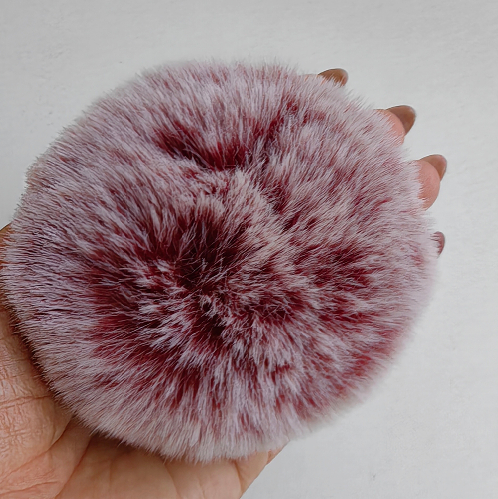 Помпон из искусственного меха "Мелированный бордовый" d=9 см