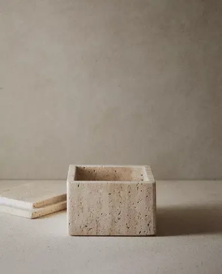 ZARA HOME МРАМОРНАЯ ЕМКОСТЬ ДЛЯ ХРАНЕНИЯ, БЕЖЕВЫЙ