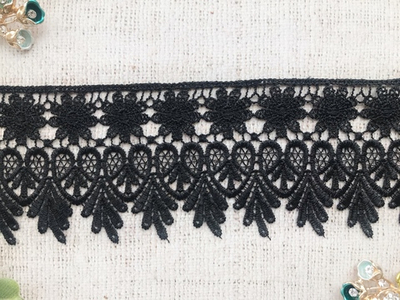 Кружево плетеное, ш. 8,5 см, чёрный