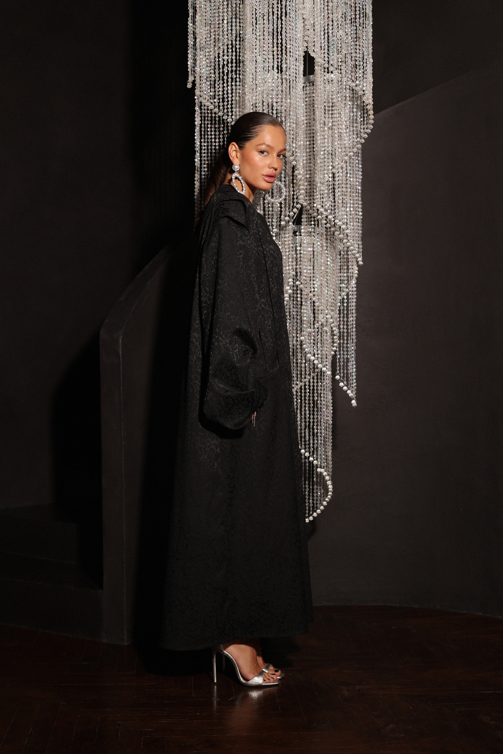 Платье макси из жаккарда