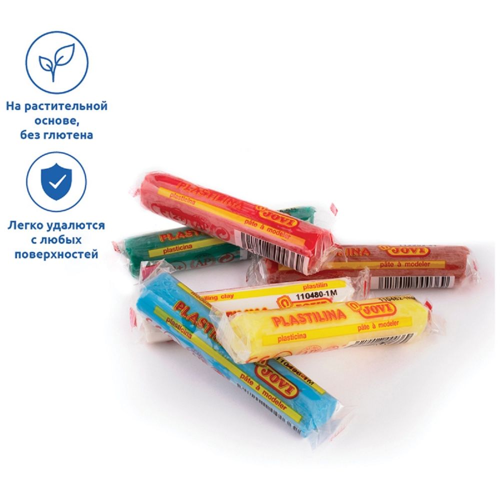 Пластилин 6 цветов Jovi, 90г, растительный, карт. коробка