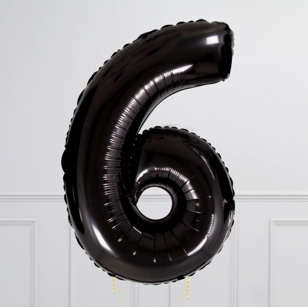 FM Шар 40" / 102 см "Цифра 6" Черный (БГ-60)
