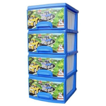 Комод "ДЕКОР"4-х "Машинки" темно-голубой / белый РП-421