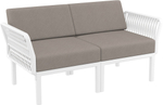 Диван пластиковый двухместный с подушками Siesta Contract Portofino Lounge, белый, светло-коричневый