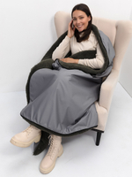 Универсальное утепленное одеяло-пончо 5 в 1 (одеяло, пончо, спальный мешок, коврик, подушка) на меху из натуральной овечьей шерсти