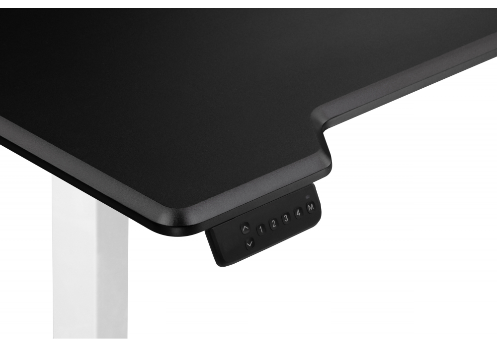 Компьютерный стол Woodville Маркос с механизмом подъема 140х80х75 черная шагрень, белый, ножки белые