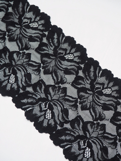 Эластичное кружево черное ширина 20 см ОТРЕЗЫ