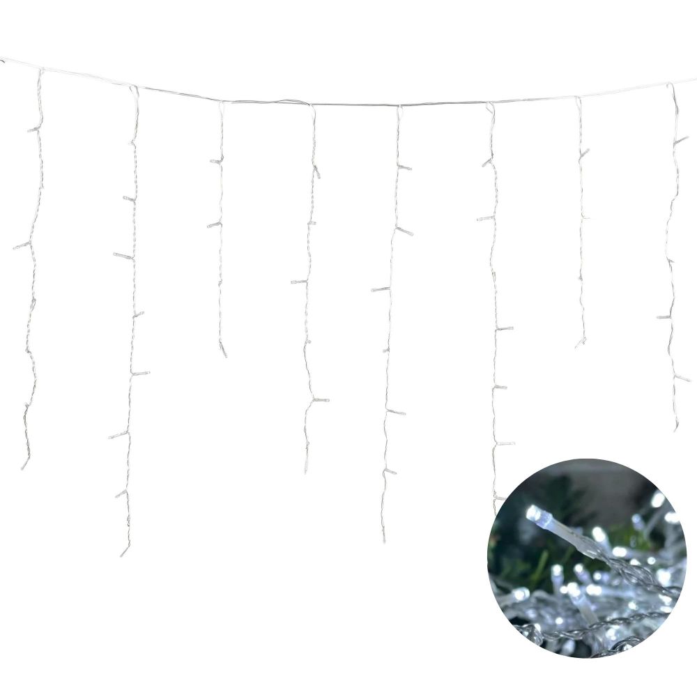 ULD-B20007-480-DTA-RC WHITE IP44 Бахрома светодиодная. 20м. С пультом. 480 светодиодов. Белый свет. Провод прозрачный. ТМ Uniel