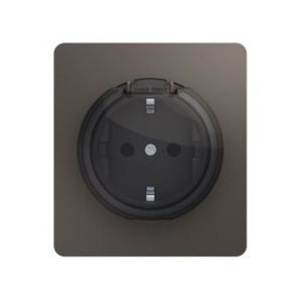 Розетка ROUND 1-ая с/з с/у, со шторками и крышкой 16А титан KRANZ