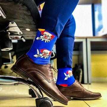 Носки "Пеннивайз", р-р 40-44 (голубой, красная пятка)