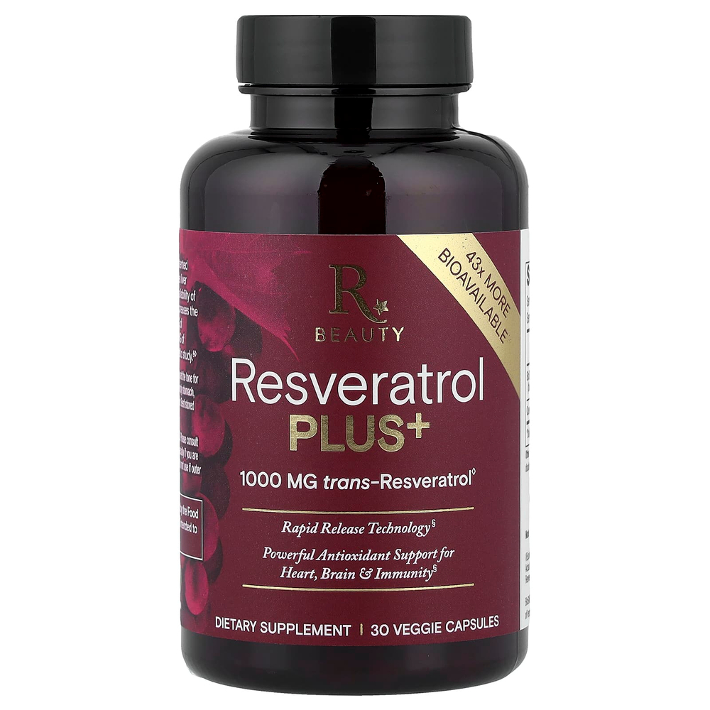 Reserveage Beauty, ресвератрол плюс+, 30 растительных капсул