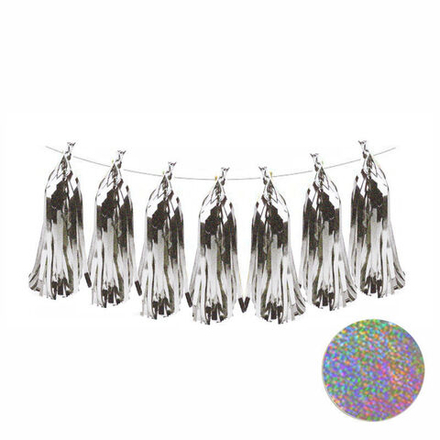 Гирлянда лазерная "Тассел" серебро 10 шт